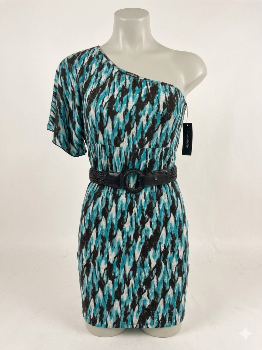 My Michelle Mini Dress One Shoulder Belted Medium
